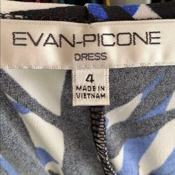 Evan Picone Black White Blue Ring Front Dress - Picture 6 of 8